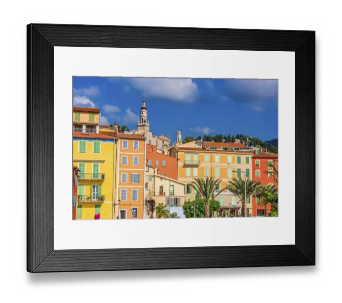 Framed Print : Old town architecture of Menton on French Riviera