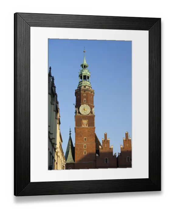 Framed Print : Poland, city of Wroclaw, Clock Tower of the Town Hall in the Old Town
