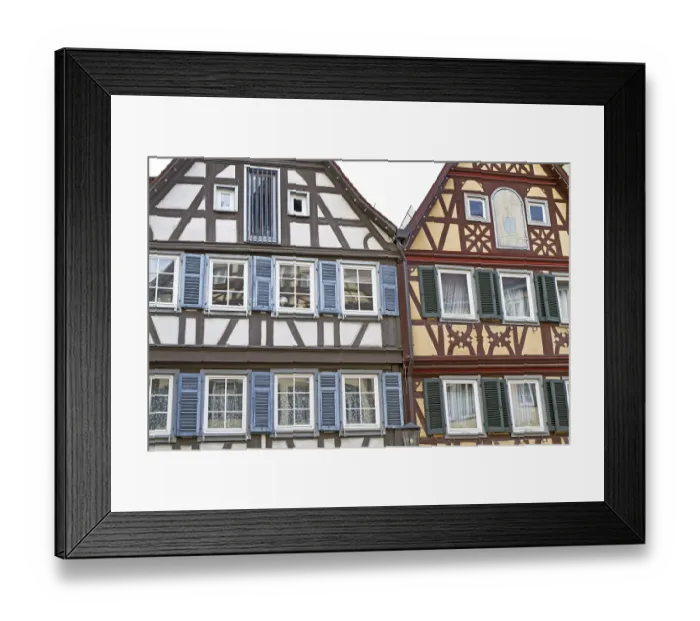 Framed Print : Historic half-timbered houses in Schwabisch Hall
