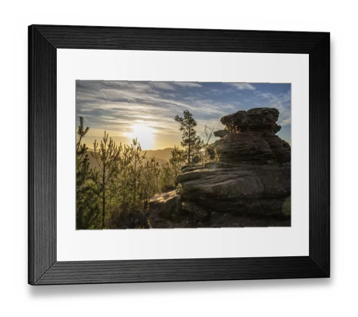 Framed Print : Landscape shot on a sandstone rock in the forest Framed Print : Landscape shot on a sandstone rock in the forest