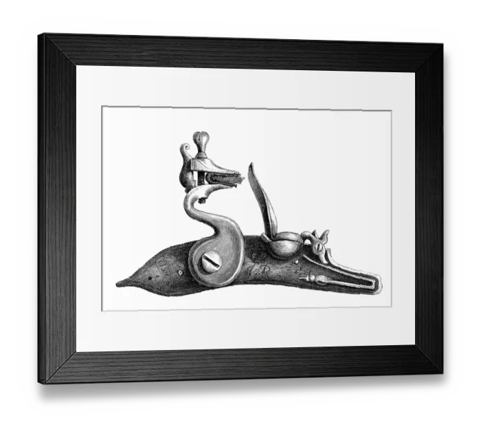 Framed Print : Regulation lock, flintlock, 17th century rifle