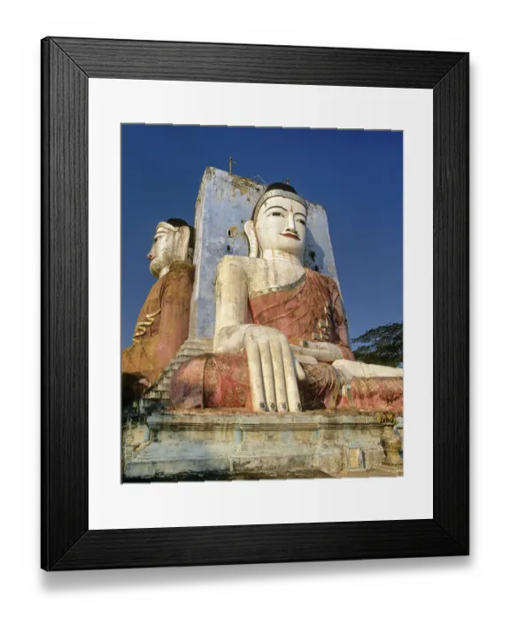 Framed Print : Two large seated Buddhas, Kyaikpun Pagoda