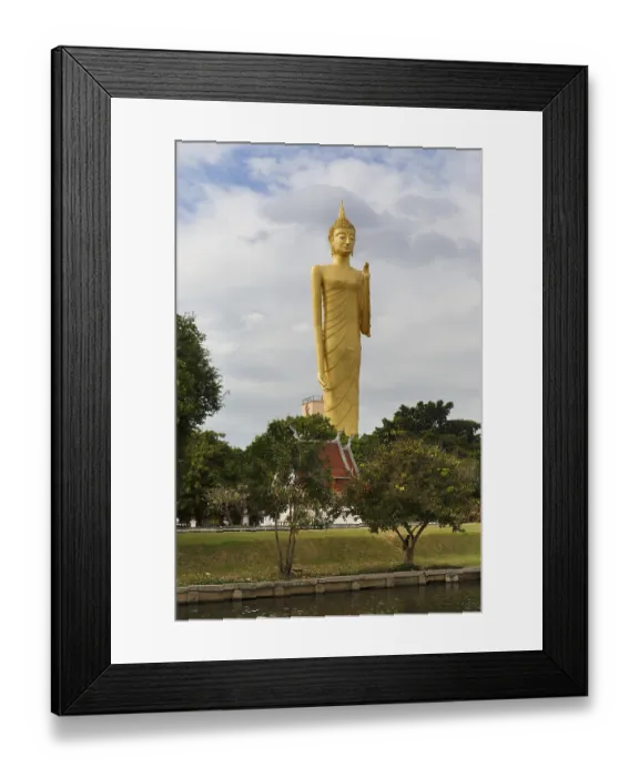 Framed Print : 60m high gilded Buddha statue Luang Phaw Dto in Wat Burapha Phiram