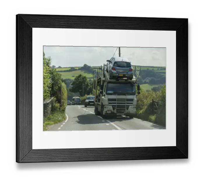 Framed Print : A car transporter loaded with cars Framed Print : A car transporter loaded with cars