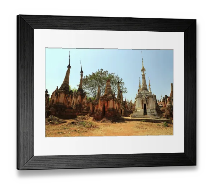 Framed Print : Some of the 1054 pagodas of the In-Dein Pagoda Forest on Inle Lake Framed Print : Some of the 1054 pagodas of the In-Dein Pagoda Forest on Inle Lake