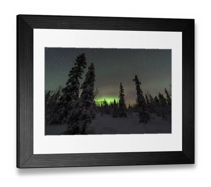 Framed Print : Northern Lights (Aurora borealis) over snowy landscape Framed Print : Northern Lights (Aurora borealis) over snowy landscape
