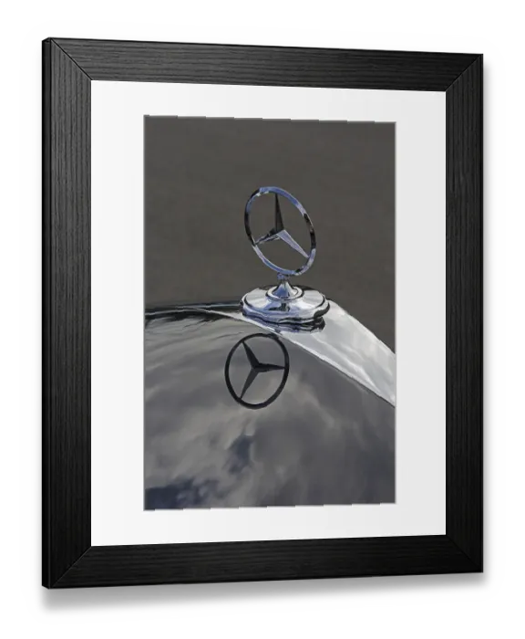 Framed Print : Mercedes star, with a reflection