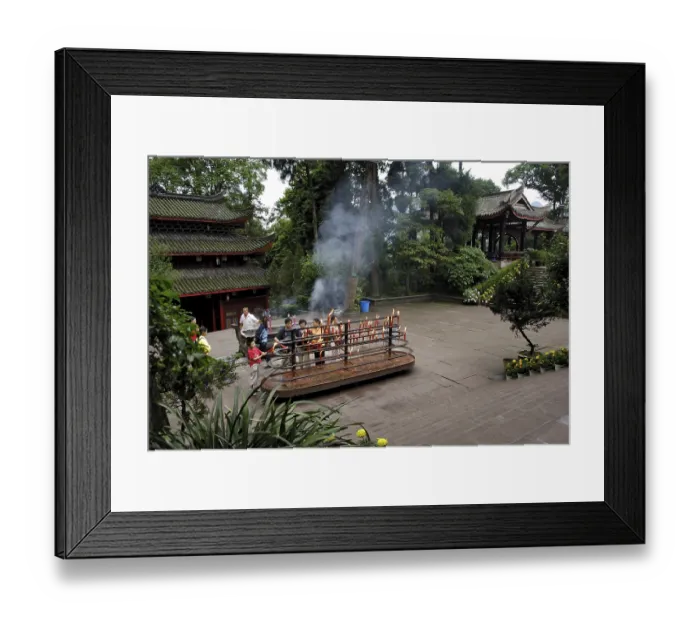 Framed Print : Believers give votive candles, Wannian monastery