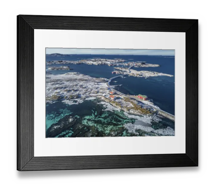 Framed Print : Aerial view, country road connecting populated