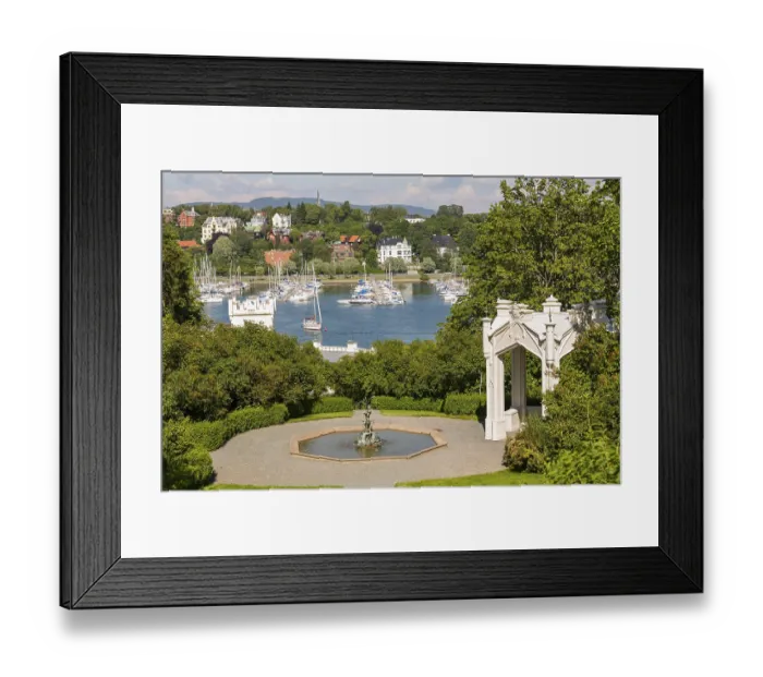 Framed Print : Gardens Oskarshall Castle (Oscarshall) with fountain and pavilion Framed Print : Gardens Oskarshall Castle (Oscarshall) with fountain and pavilion