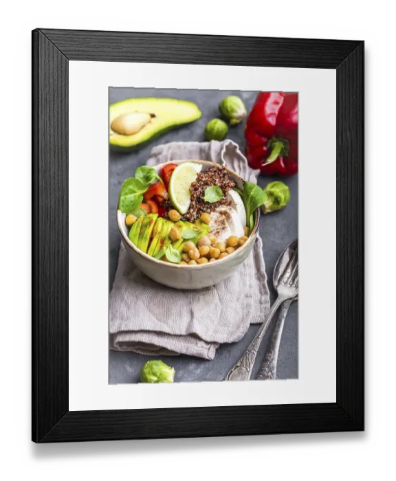 Framed Print : Bowl with healthy salad. Bowl with mix of chickpea