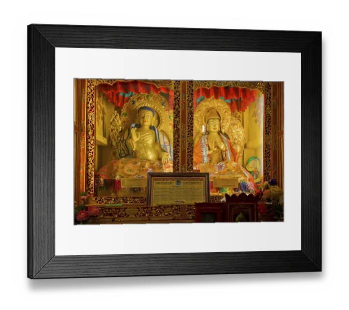 Framed Print : Tibetan Buddhism, illuminated Buddha figures