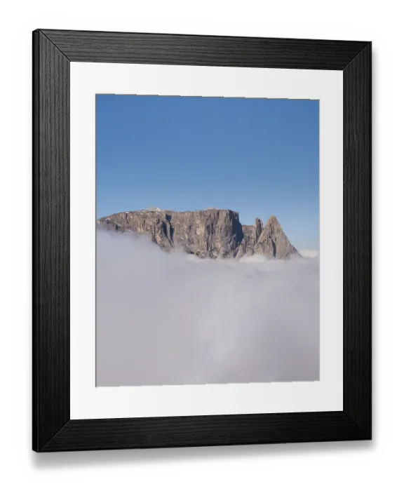 Framed Print : Aerial view, sea of fog around the Schlern Berg