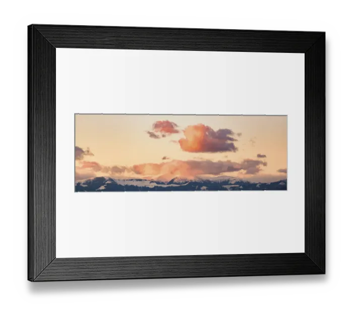 Framed Print : Panorama, winter landscape in the evening red Framed Print : Panorama, winter landscape in the evening red