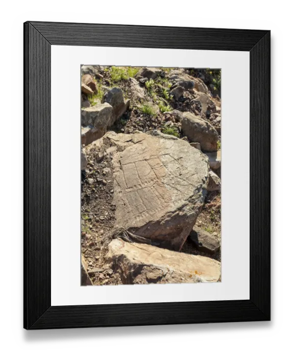 Framed Print : Podomorphos, Podomorfos, rock carvings in the shape of feet