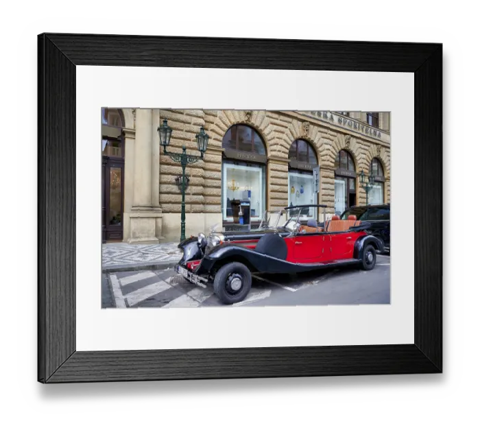 Framed Print : Prague Czech Republic. An historical car in Old Town