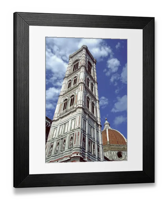 Framed Print : The Campanile and Duomo reach toward a blue sky