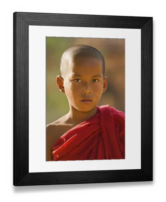 Framed Print : Young Buddhist monk, Bagan, Burma, Pagan, Myanmar