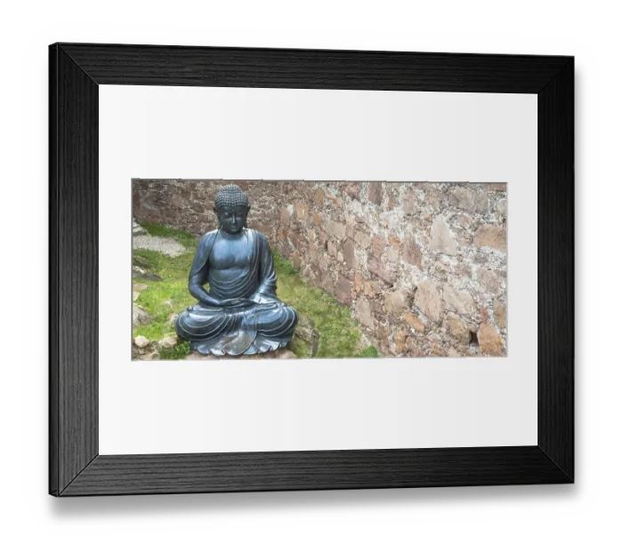 Framed Print : Meditating Buddha Statue, made of bronze Framed Print : Meditating Buddha Statue, made of bronze