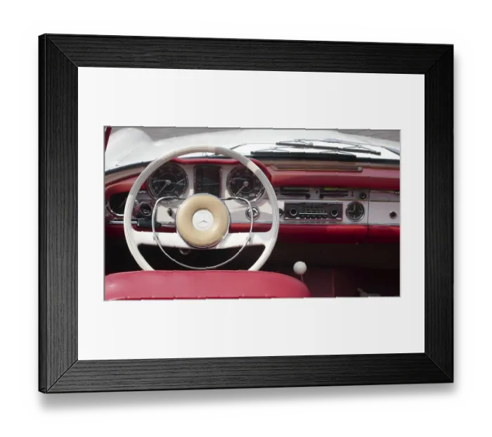 Framed Print : The open cockpit of a Mercedes Benz 280 SL Framed Print : The open cockpit of a Mercedes Benz 280 SL