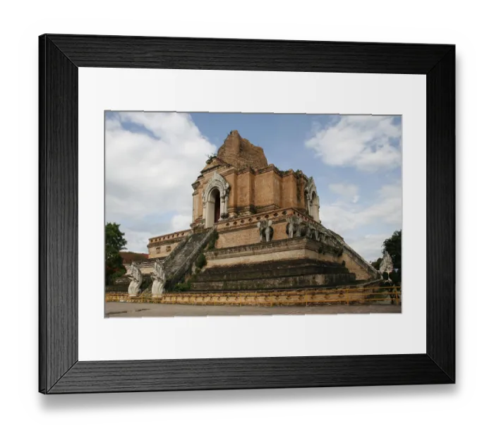 Framed Print : Stupa with elephants, statues, Wat Chedi Luang Temple