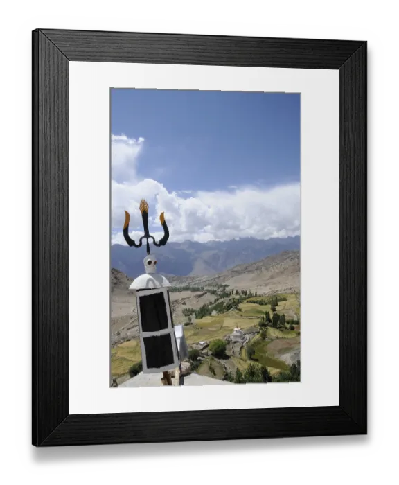 Framed Print : View from Likir Monastery onto the oasis of Likir and the Indus Valley with the Zanskar Range