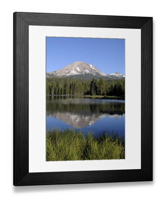 Framed Print : Volcano Lassen Peak reflected in Manzanita Lake