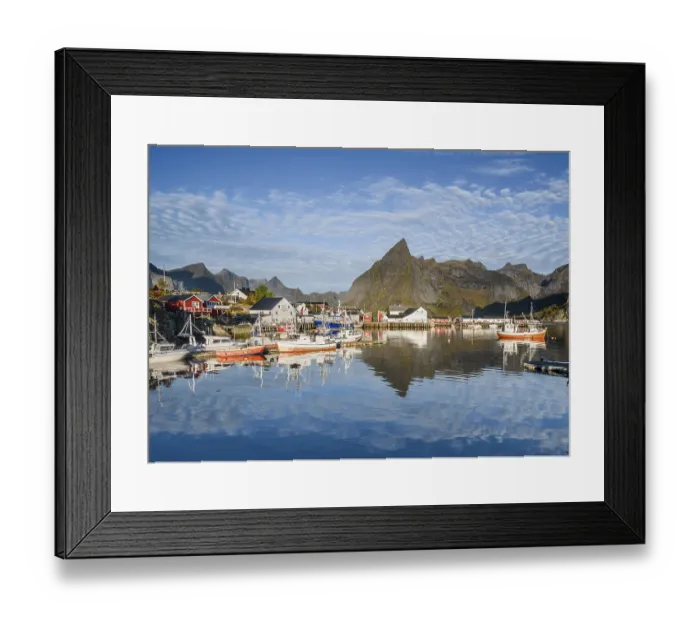 Framed Print : Wooden houses settlement and fishing boats Framed Print : Wooden houses settlement and fishing boats