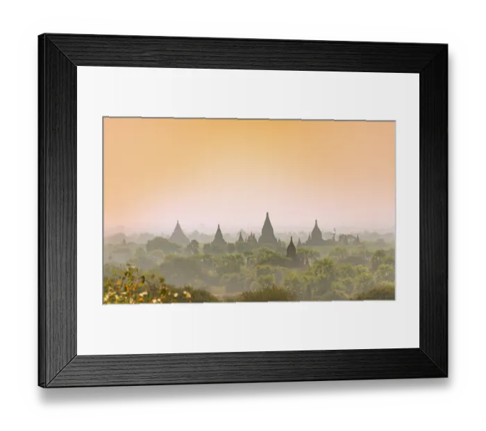 Framed Print : Ancient temples, pagodas in the evening light