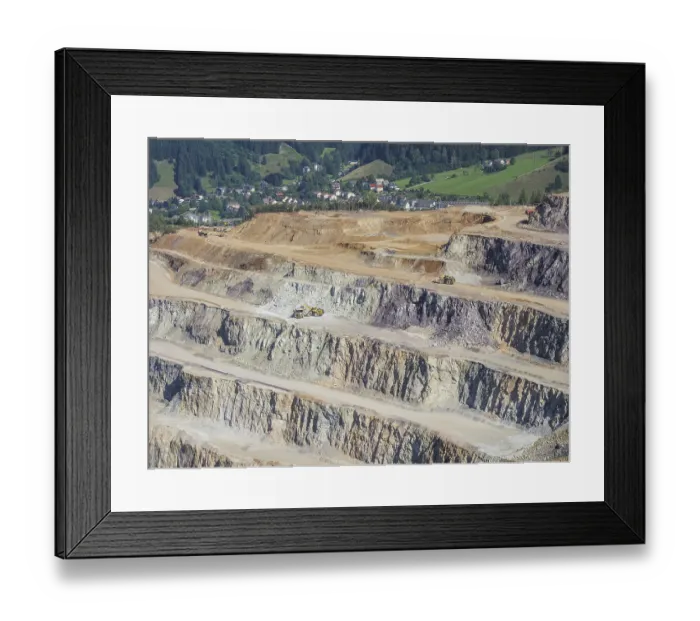 Framed Print : Ore mining, opencast mining, Erzberg near Eisenerz