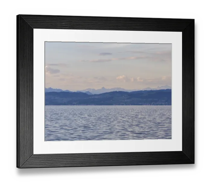 Framed Print : View of Lake Constance, Swiss Alps with Santis in the back Framed Print : View of Lake Constance, Swiss Alps with Santis in the back