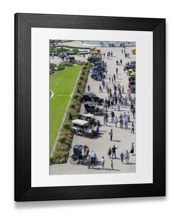 Framed Print : Schwetzingen Palace Park with classic cars