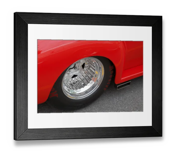 Framed Print : Wheel detail of a custom made car