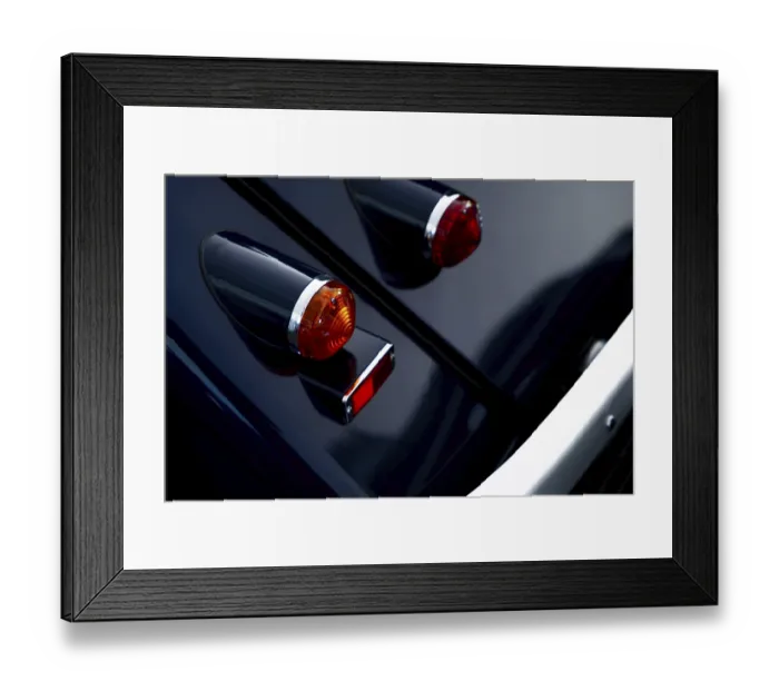 Framed Print : Car Lamps on the Back of a an Old Classic Car in Switzerland