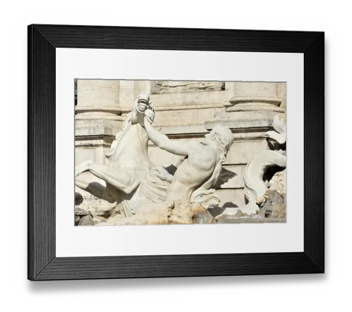 Framed Print : Detail view of the statue 'Horse with Triton'