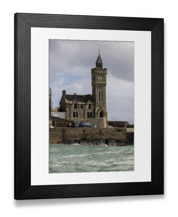 Framed Print : PORTHLEVEN, CORNWALL, UK - MAY 11 : Clock tower of the Bickford-Smith Institute in Porthleven Framed Print : PORTHLEVEN, CORNWALL, UK - MAY 11 : Clock tower of the Bickford-Smith Institute in Porthleven