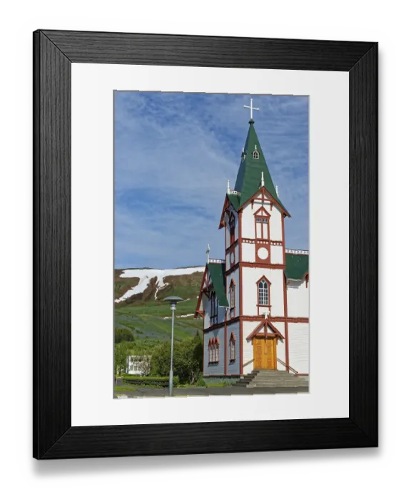 Framed Print : Church of Husavik, Husavik, Iceland