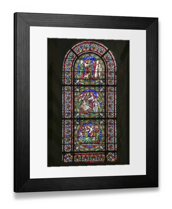 Framed Print : Romanesque stained glass window of the nave Framed Print : Romanesque stained glass window of the nave