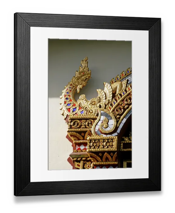 Framed Print : Details of door ornaments, Buddhist temple site Wat Chiang Man