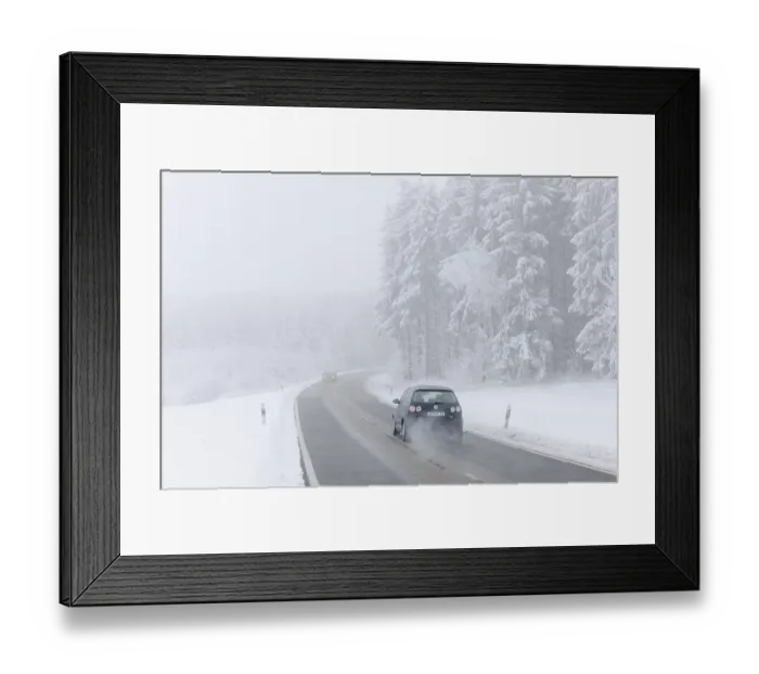 Framed Print : Road traffic in winter, Swabian Alb