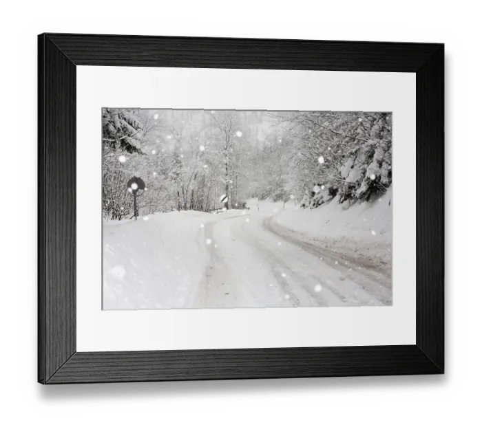 Framed Print : Snow-covered road, snowfall between Eisenerz and Hieflau Framed Print : Snow-covered road, snowfall between Eisenerz and Hieflau