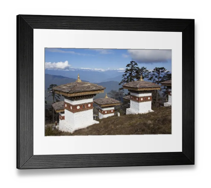 Framed Print : Himalaya view and stupas from Dochu La pass