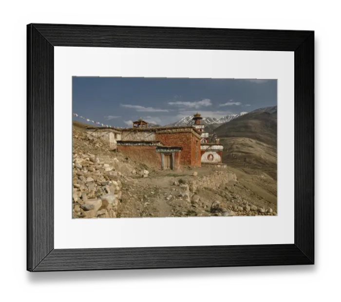 Framed Print : Scenic old shrine in Himalayas mountains in Nepal