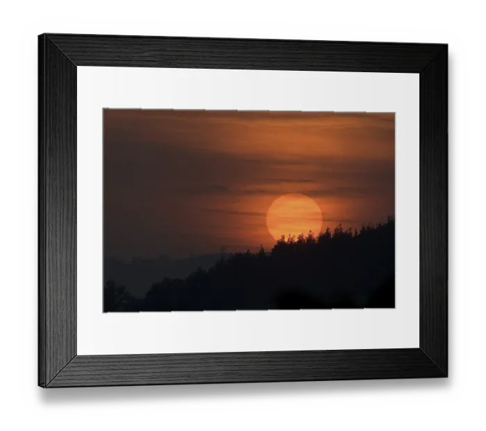 Framed Print : Sunset over forest