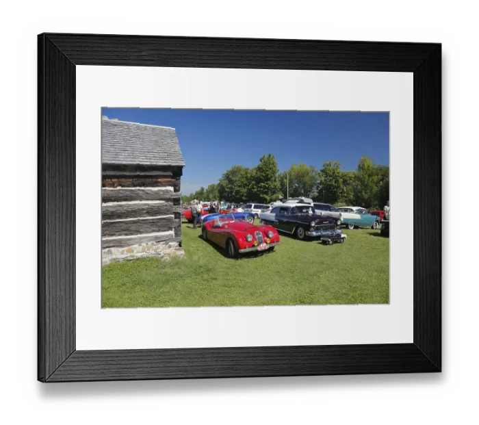 Framed Print : Vintage cars, farmland antique event Framed Print : Vintage cars, farmland antique event