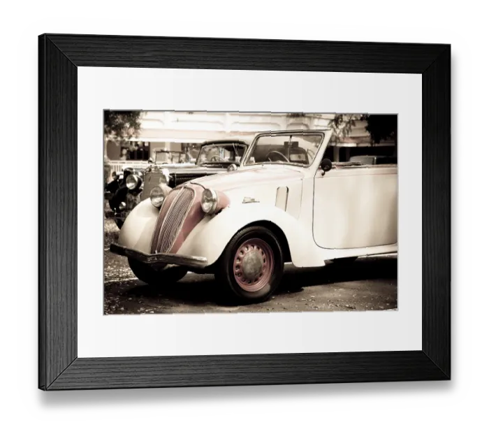 Framed Print : Classic Cars On The Road. Vintage Series
