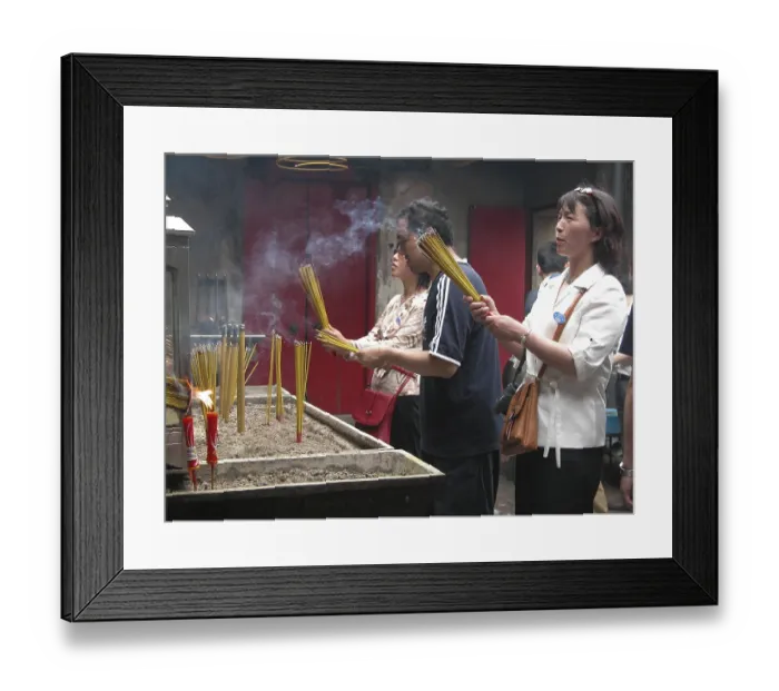 Framed Print : MAC, Macau: People praying in a buddhist temple in Macau's old town