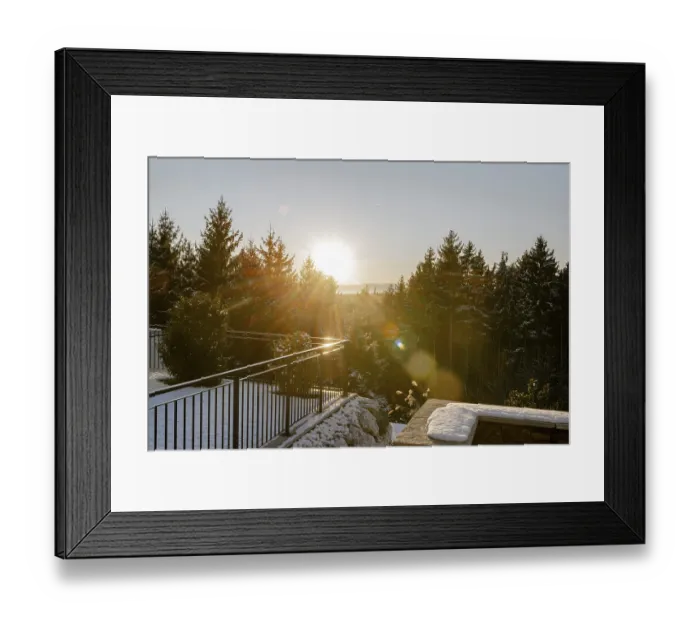 Framed Print : Setting winter sun with landscape Framed Print : Setting winter sun with landscape