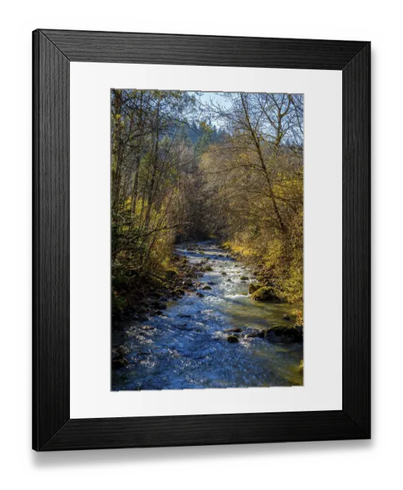Framed Print : Small stream in autumn-coloured forest on the mountains near Pfronten in the Allgau in Bavaria Framed Print : Small stream in autumn-coloured forest on the mountains near Pfronten in the Allgau in Bavaria