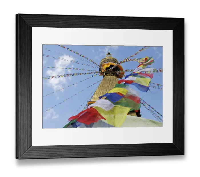 Framed Print : Stupa with fluttering prayer flags Framed Print : Stupa with fluttering prayer flags